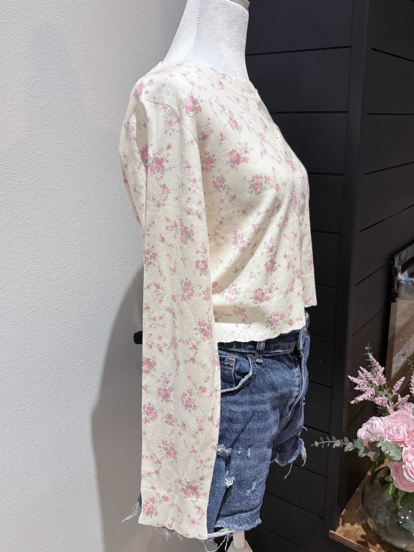 Rosy Romance Floral Knit Cardigan