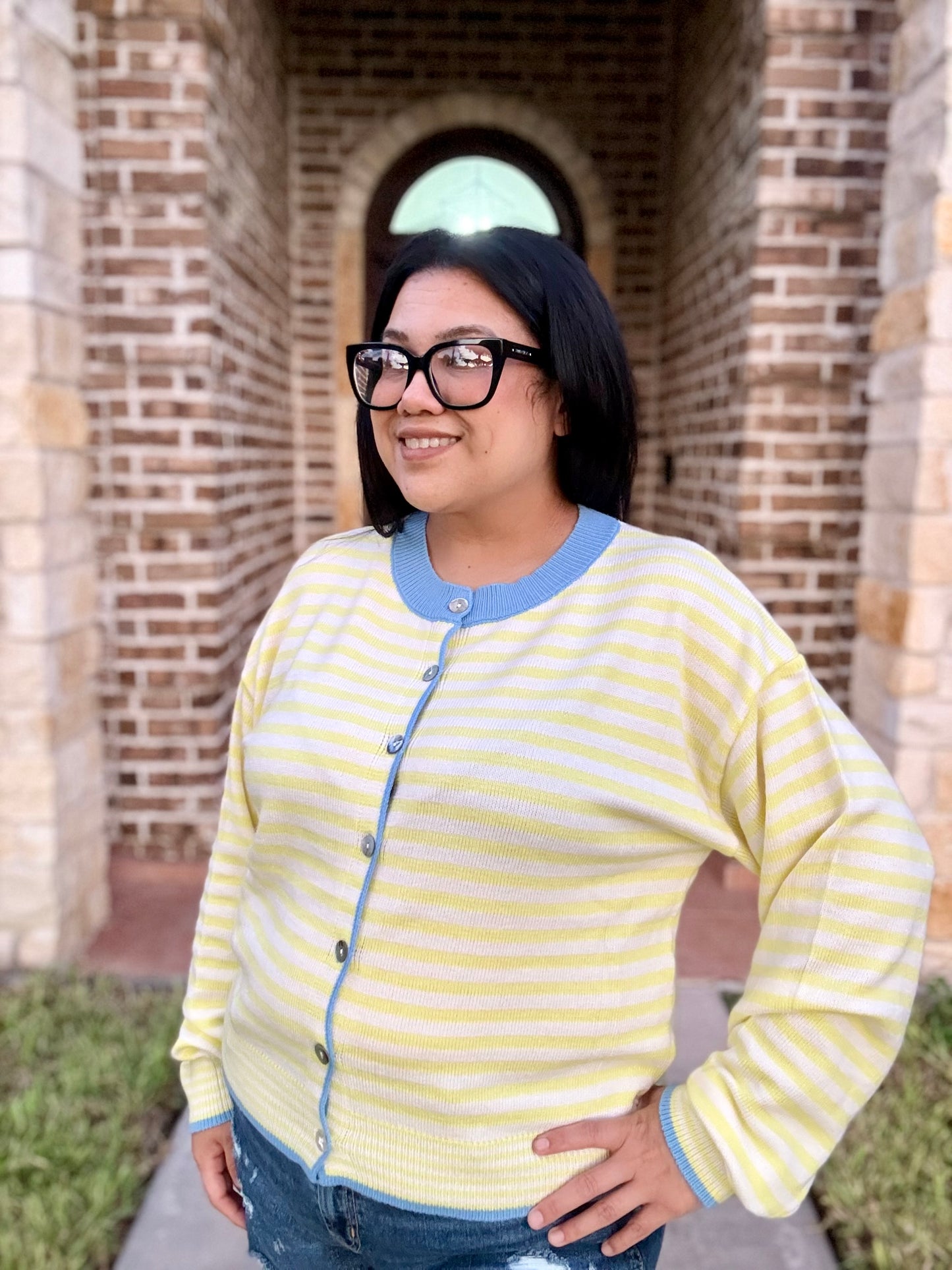 The Lemon & Sky Striped Cardigan