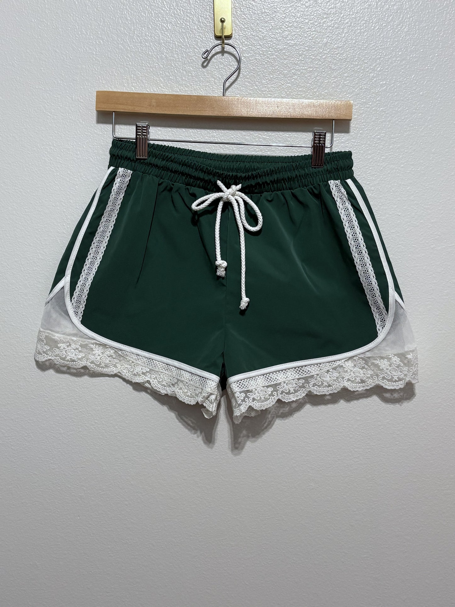 Emerald Lace Trim Shorts