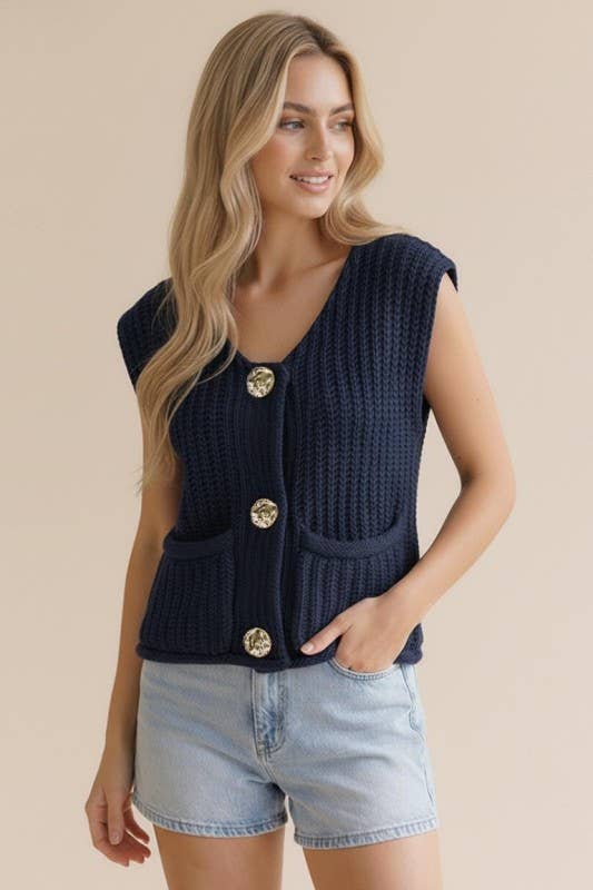 Navy Knit Vest (1x, 2x, 3x)