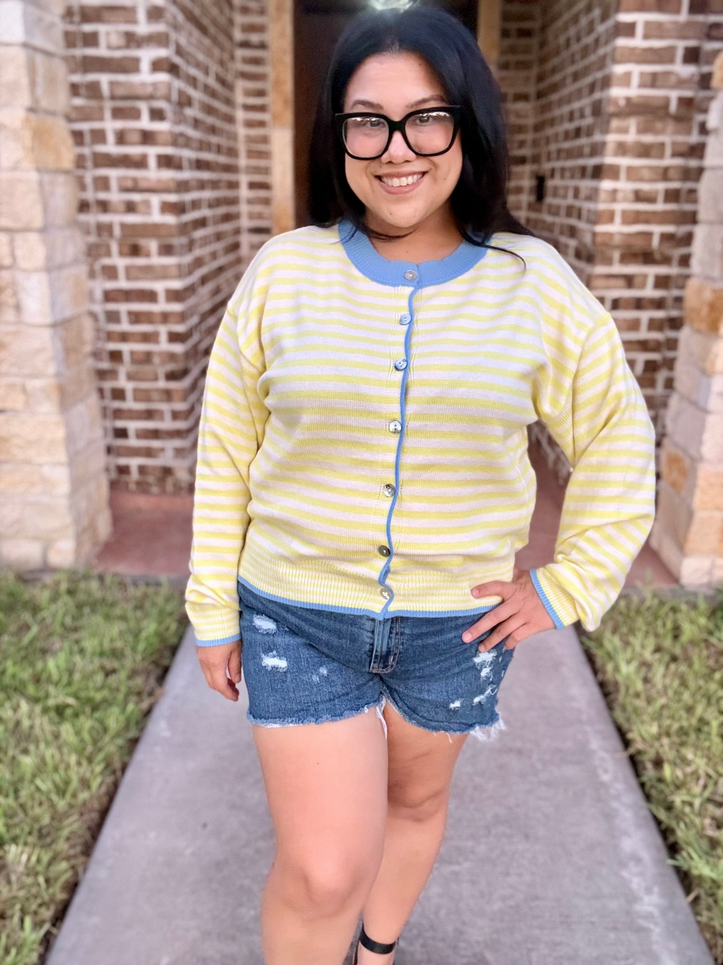 The Lemon & Sky Striped Cardigan