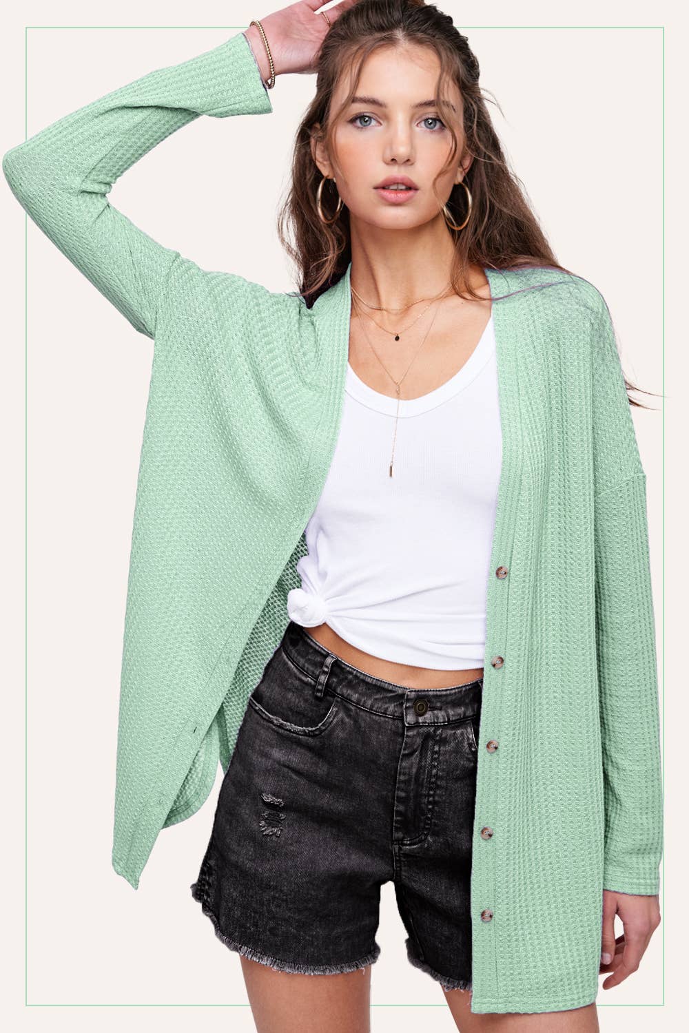 Waffle Knit Bloom Cardigan