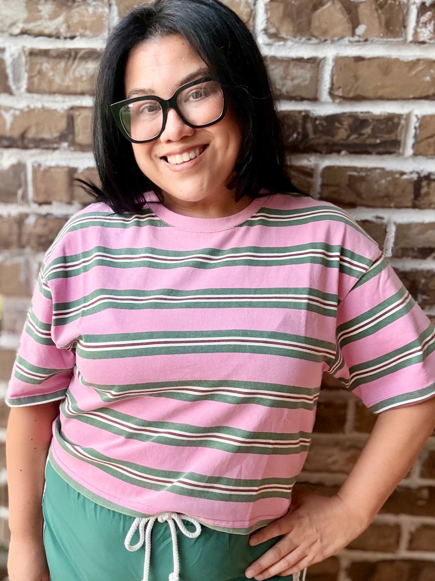 The Malibu Stripe Crop Tee