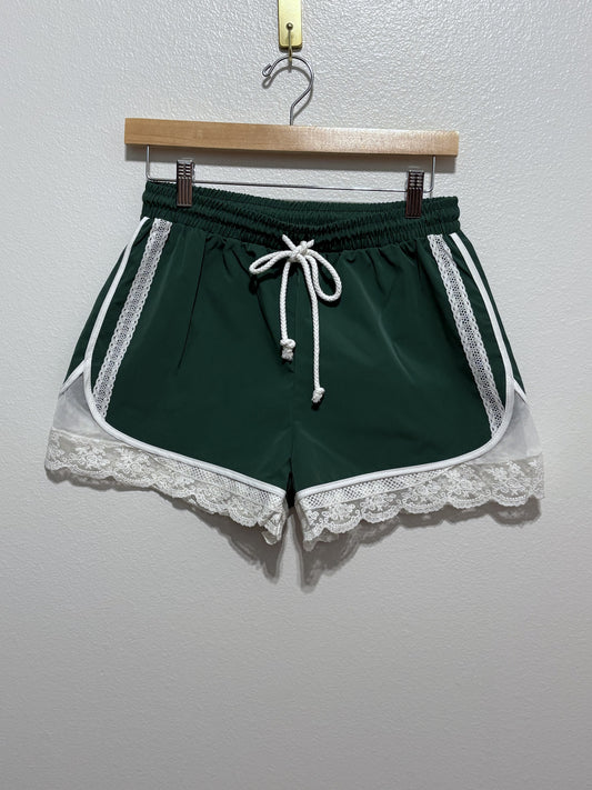 Emerald Lace Trim Shorts