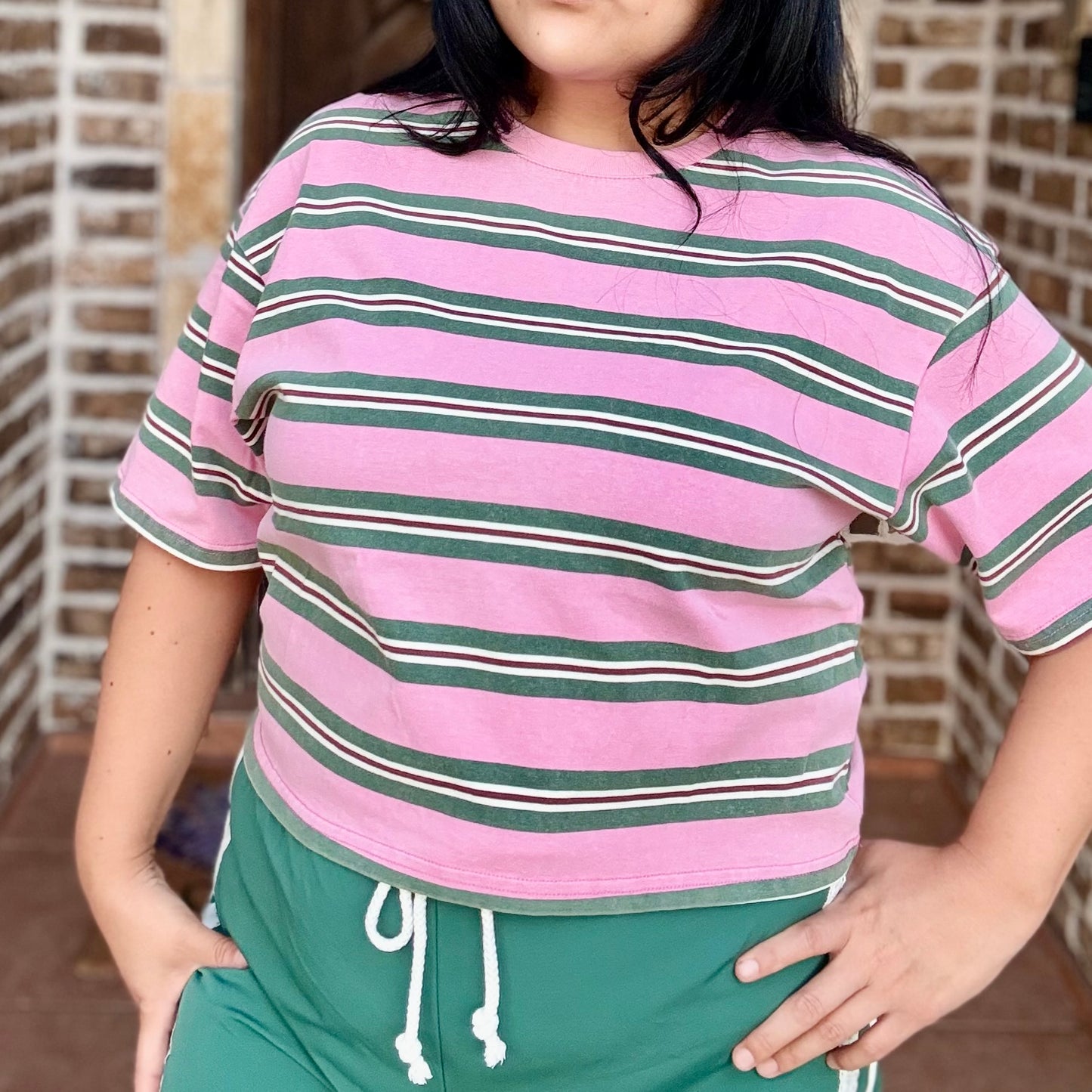 The Malibu Stripe Crop Tee