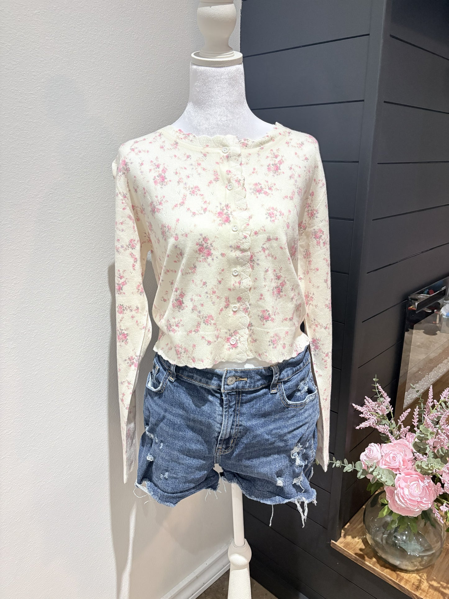 Rosy Romance Floral Knit Cardigan